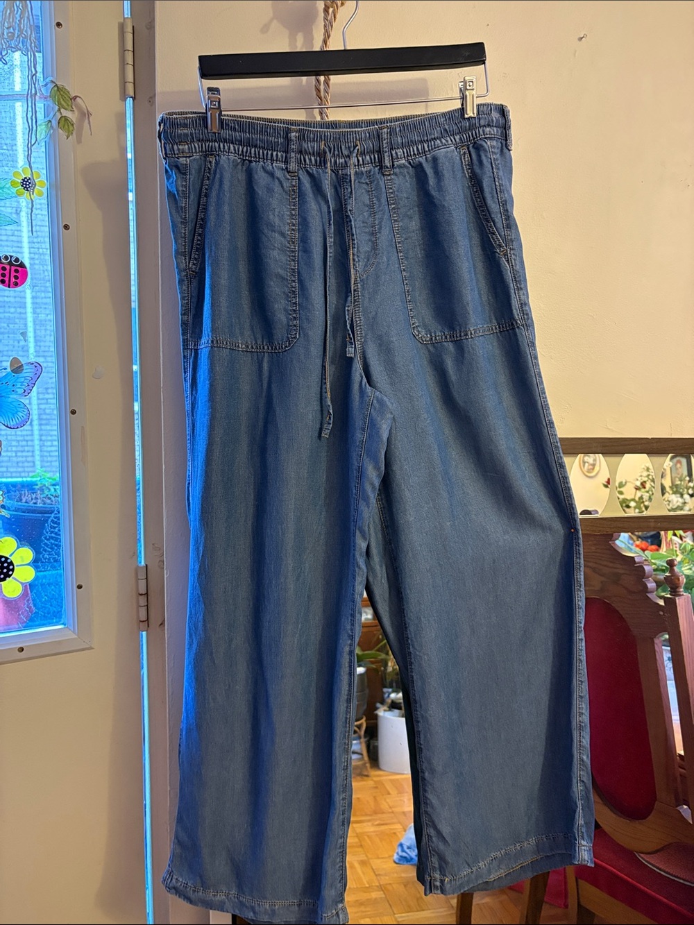 torrid Relaxed Straight-Leg Denim Jogger Pants in Medium Blue. TENCEL
